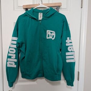 Walt Disney World, Women's S, Teal Zip Up Hooded Jacket, Embroidered, Oversized